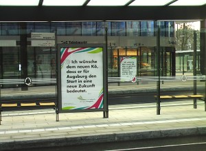 Augsburg Königsplatz Werbung Slogans Eröffnung